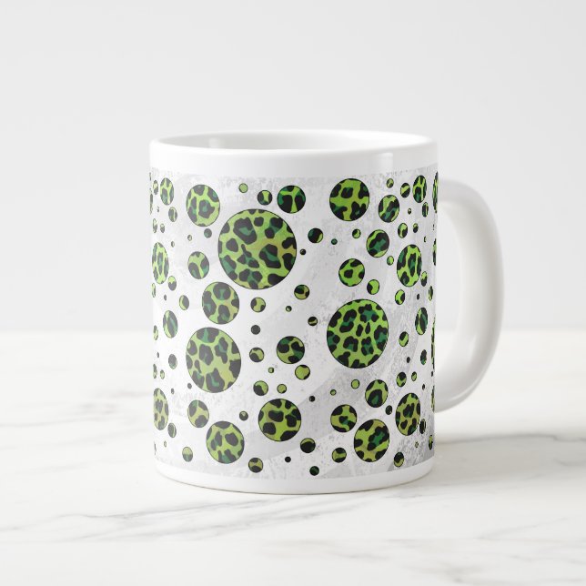 Polka Dot Leopard Black and Grönt Jumbo Mugg (Framsida höger)