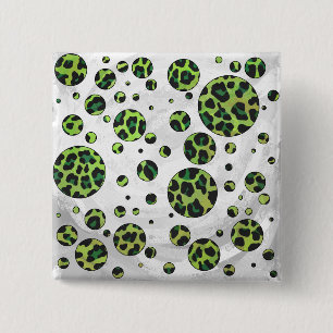 Polka Dot Leopard Black and Grönt Knapp