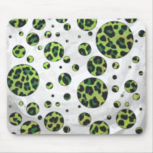 Polka Dot Leopard Black and Grönt Musmatta