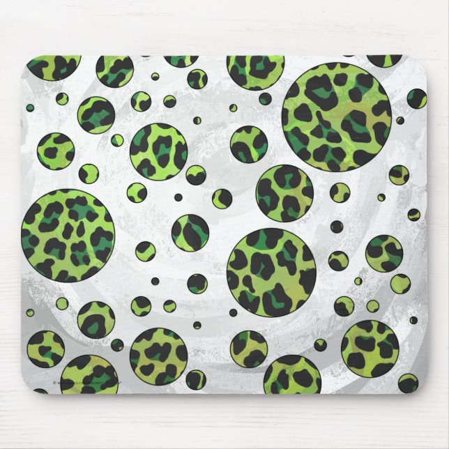 Polka Dot Leopard Black and Grönt Musmatta (Framsidan)