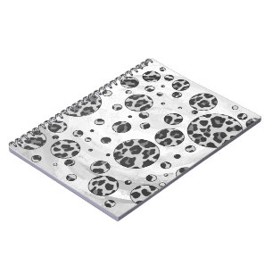 Polka Dot Leopard Black and White Design Design Anteckningsbok Med Spiral