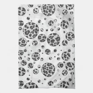 Polka Dot Leopard Black and White Design Design Kökshandduk