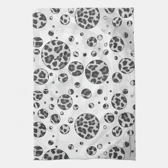 Polka Dot Leopard Black and White Design Design Kökshandduk (Vertikal)