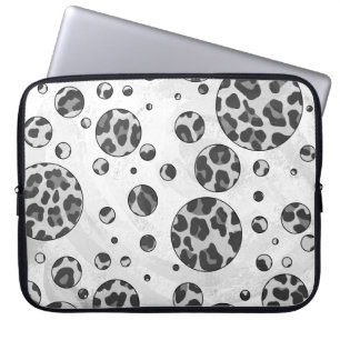 Polka Dot Leopard Black and White Design Design Laptop Sleeve