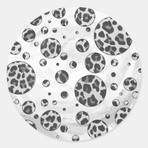 Polka Dot Leopard Black and White Design Runt Klistermärke