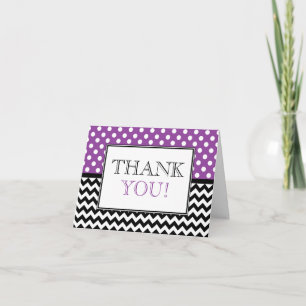 Polka Dot Lila & Chevron Tacksamhetskort Tack Kort