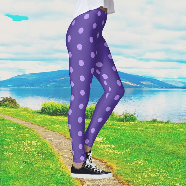 Polka Dot Lila Patterned Leggings (Skapare uppladdad)