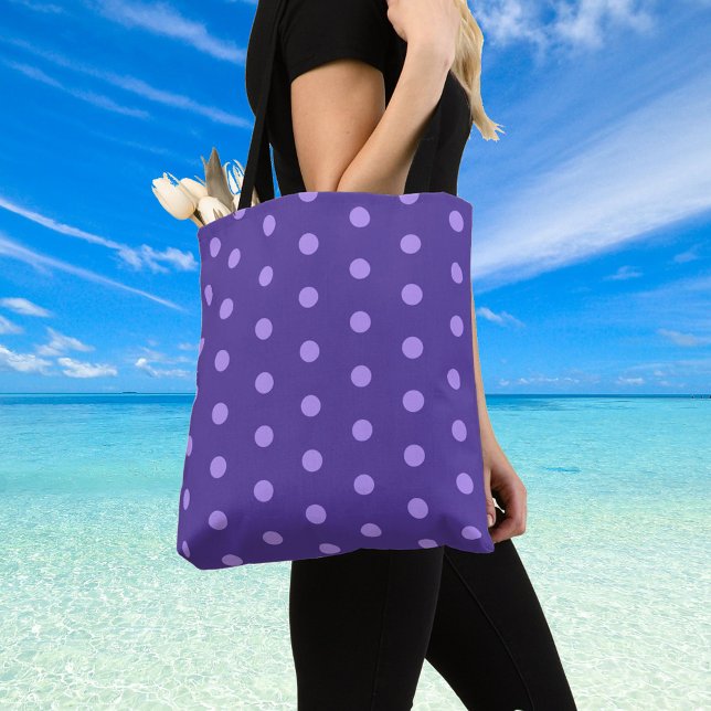 Polka Dot Lila Patterned Shoulder Bag Tygkasse (Skapare uppladdad)