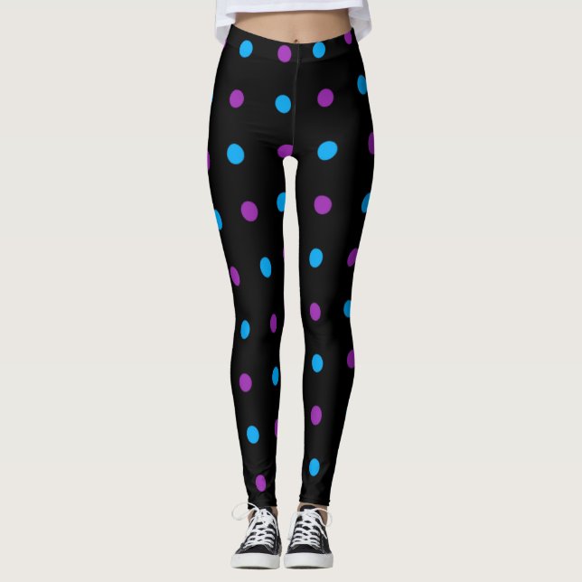 Polka Dot Lila Rosa Leggings (Framsida)
