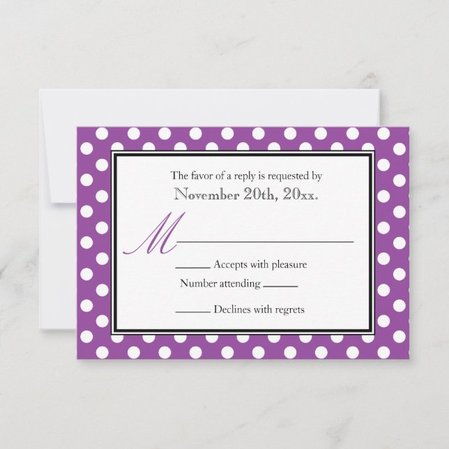 Polka Dot Lila & White OSA Reply Cards Kort (Framsida)