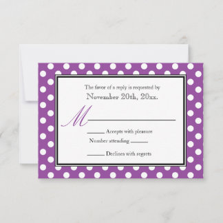 Polka Dot Lila & White OSA Reply Cards Kort