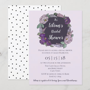 Polka Dot Lilac & Lavender Blommigt Möhippa Inbjudningar