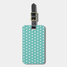 Polka Dot Luggage Tag (Aqua & White) Bagagebricka