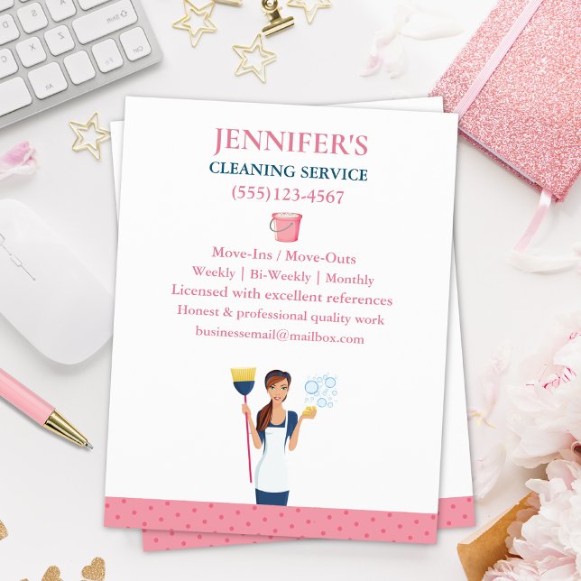 Polka Dot Maid House Städning Service Flygblad (Skapare uppladdad)