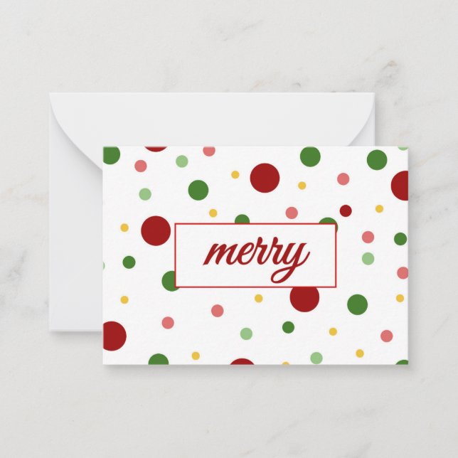 Polka Dot Merry Christmas Card Anteckningskort (Framsida)