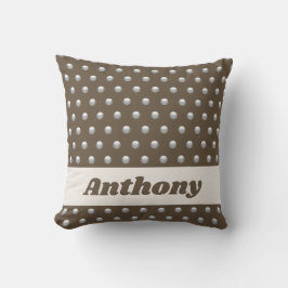 Polka Dot Metallic Silver och Mörk Brown Spoted Kudde