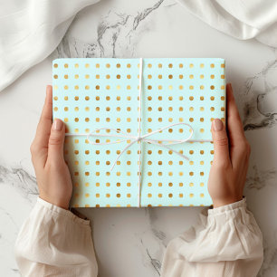 Polka Dot Mint och Faux Gold Foil Wrapping Papper Presentpapper