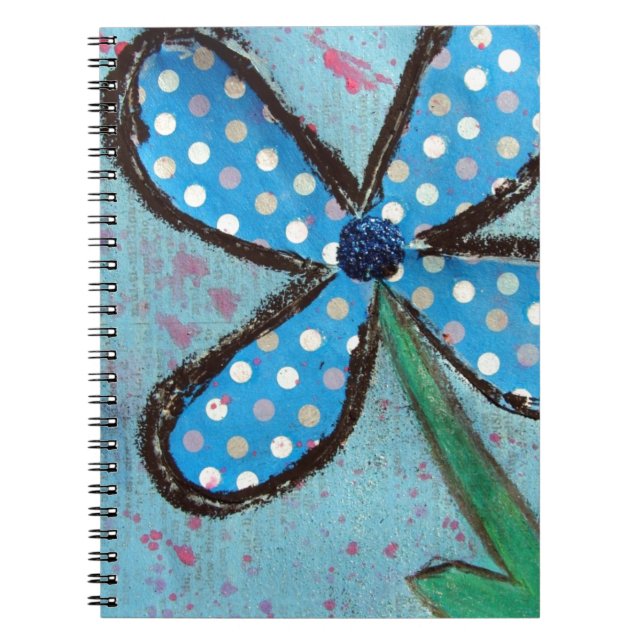 Polka Dot Mixed Media Flower Anteckningsbok (Framsidan)