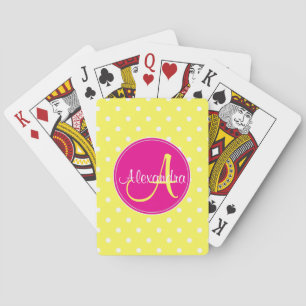 Polka dot monogram initial namn chic gult casinokort