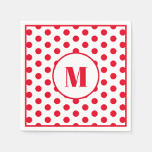 Polka Dot Monogram Initial Red Dots on White