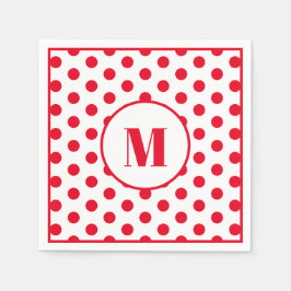 Polka Dot Monogram Initial Red Dots on White Pappersservett