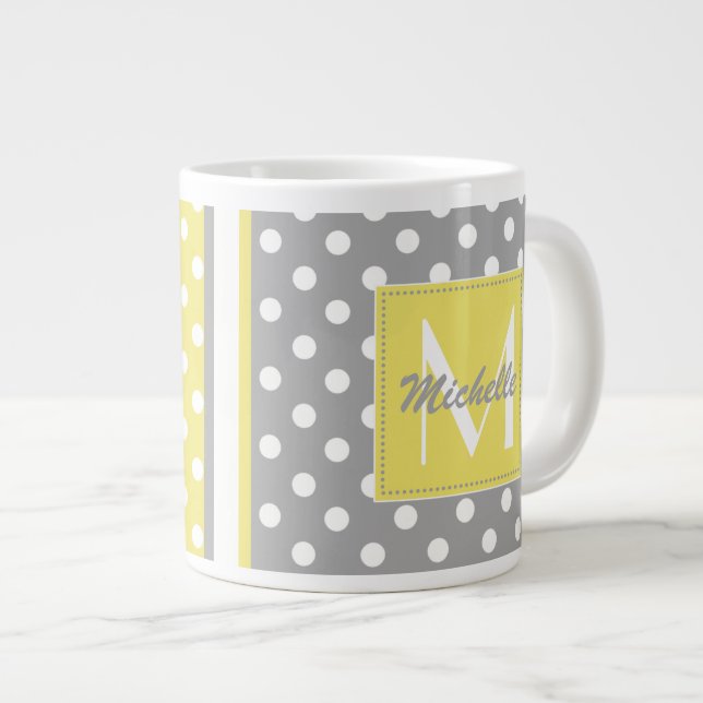 Polka Dot Monogram Jumbo Mugg (Framsida höger)
