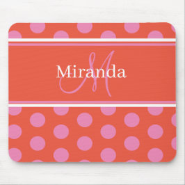 Polka Dot Monogram Script Rosa Orange Girly Rand Musmatta