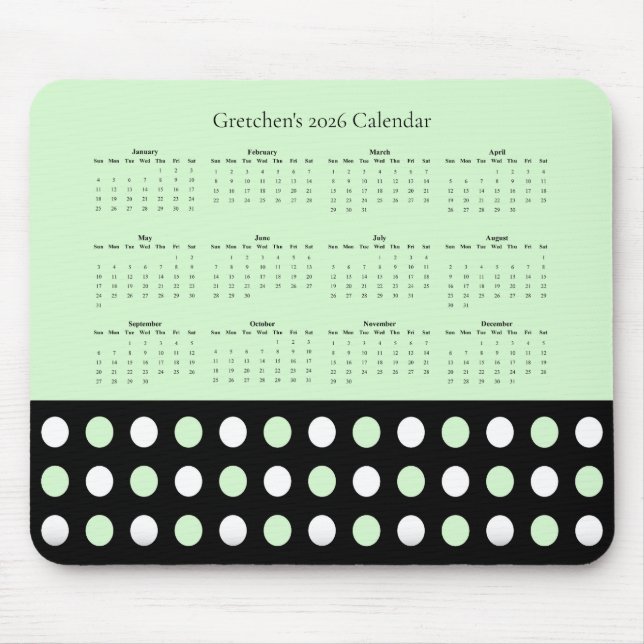Polka Dot-mönster – 2026 Kalender Musmatta (Framsidan)
