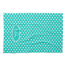 Polka dot mönster aqua, eget namn monogrammat