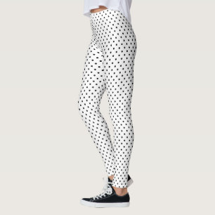 Polka Dot Mönster Black White Leggings