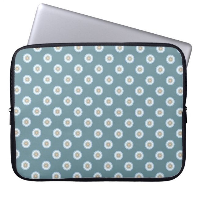 Polka Dot Mönster - Blue Brown Sand Beige Turcos Laptop Sleeve (Framsidan)