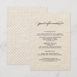 Polka Dot Mönster Burlap Bröllop-informationskort Tilläggskort