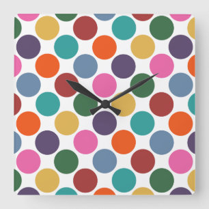 Polka Dot Mönster Clock Fyrkantig Klocka