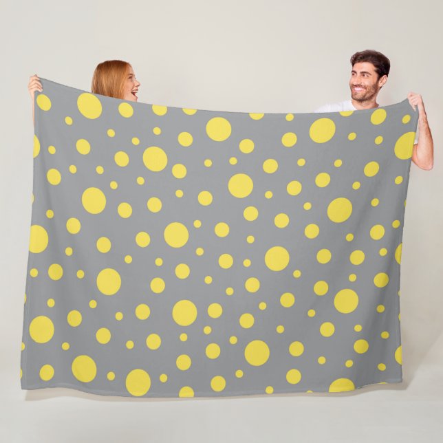 Polka Dot Mönster Gult Grått Fleecefilt (På plats)