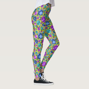Polka Dot Mönster i Rosa Blue Teal - Leggings