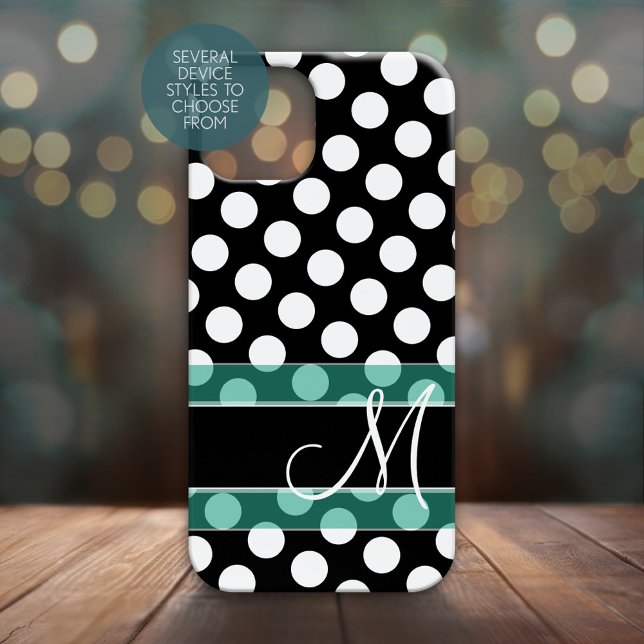Polka Dot Mönster med Monogram (Personalized Phone Case - Many Device Styles to Choose From)