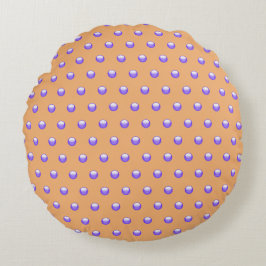 Polka Dot Mönster Modern Blue och Peach Nursery Rund Kudde