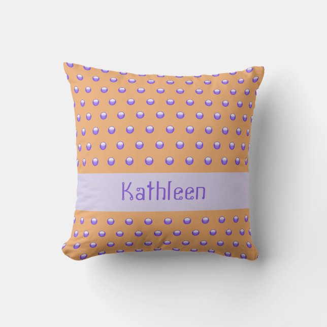 Polka Dot Mönster Modern Blue och Peach Spoted Kudde (Framsida)