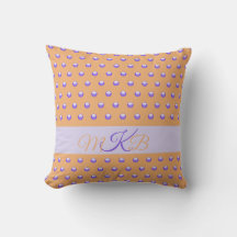 Polka Dot Mönster Modern Blue Peach Spots Monogram