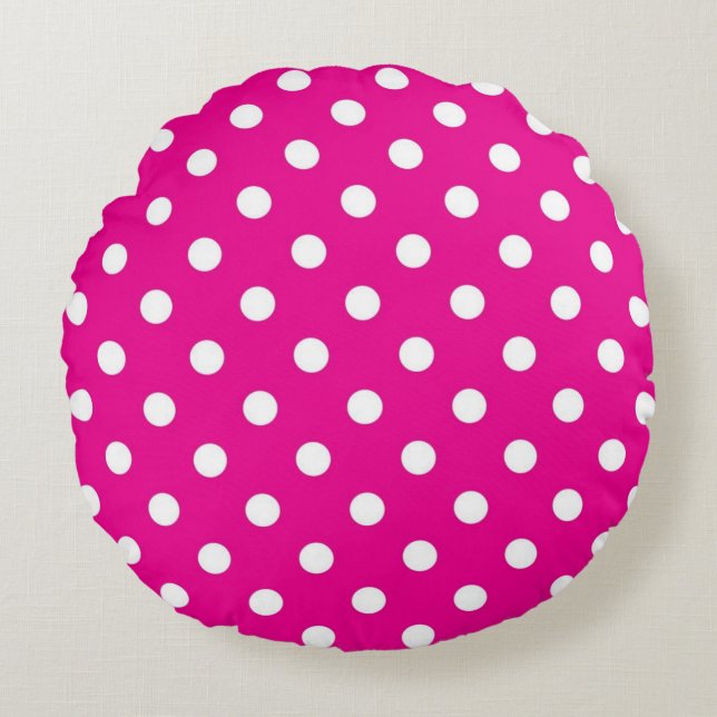 Polka dot mönster rund kudde (Framsidan)
