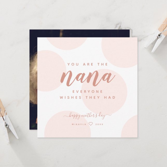  Polka Dot Mors dag för Nana-fotokort (Fram/Back In Situ)