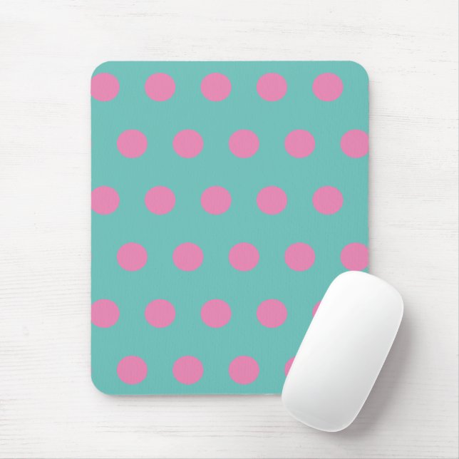 Polka Dot Mouse Pad (Aqua & Rosa) Musmatta (Med mus)