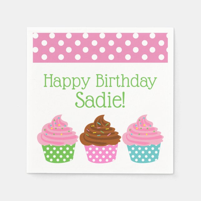 Polka Dot Muffins Personlig Party Napkins Pappersservett (Framsidan)