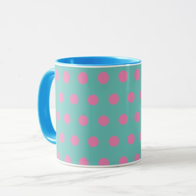 Polka Dot Mugg (Aqua & Rosa) (Framsida vänster)