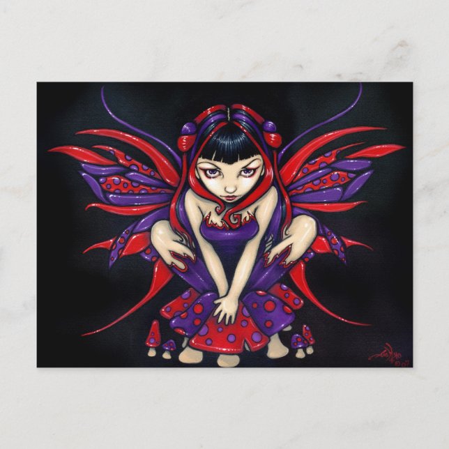 "Polka Dot Mushroom Fairy" vykort (Framsida)