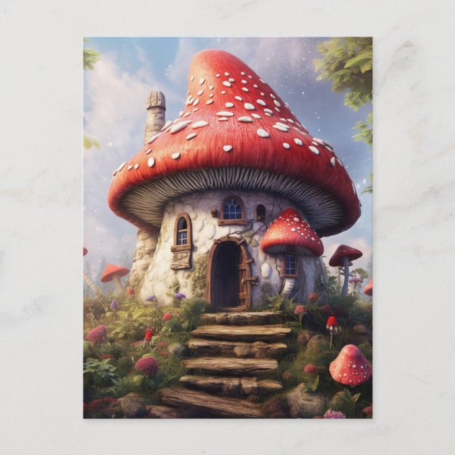 Polka Dot Mushroom House vycard Vykort (Framsida)