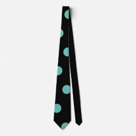Polka Dot Neck Tie (Black & Aqua) Slips