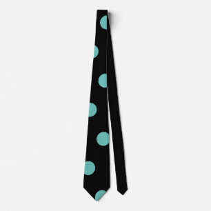 Polka Dot Neck Tie (Black & Aqua) Slips