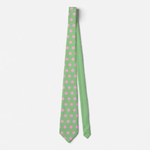 Polka Dot Neck Tie (Sage Grönt & Pastel Rosa) Slips