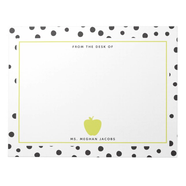 Polka Dot Neon Apple Teacher Anteckningsblock (Framsida)